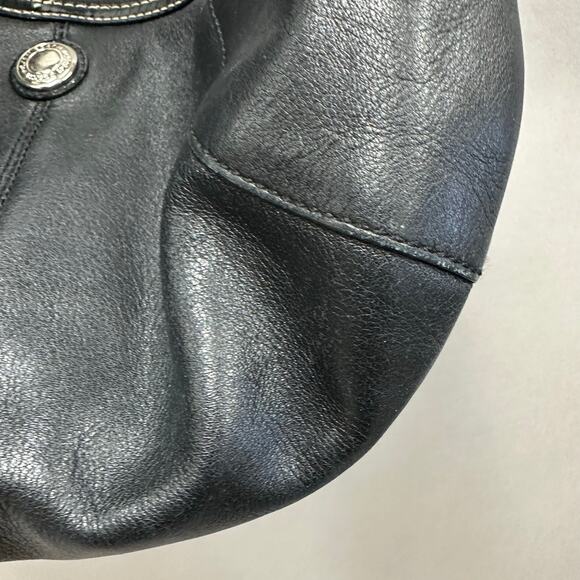 Coach F14886 Black Laura Smooth & Patent Leather Hobo Handbag Purse Coach Bag - Picture 7 of 16